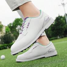 男士高尔夫球鞋，透气、轻便、无钉、休闲款式 - 白紫 - 查看 4