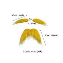 3pcs/Set St. Patrick's Day Gentleman Mustache Costume Party Prop, Includes Yellow Mustache & Eyebrows - Yellow - View 13
