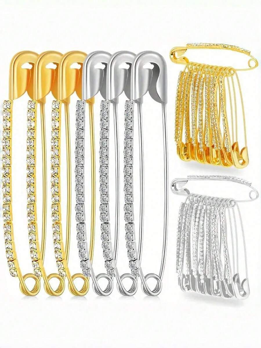 5 枚银色调水钻别针胸针 - 用于缝纫和手工制作的艺术别针，办公室配件，衬衫夹克珠宝，圣诞节万圣节衣服别针，有趣可爱的教师礼物