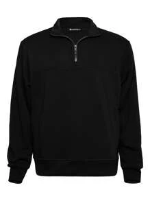 Men's Quarter Zip Pullover Hoodie - Multiple Colors Available - 黑色 - 查看 2