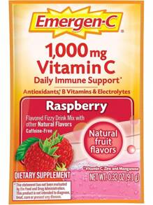 Emergen-C 1000mg Vitamina C en polvo para apoyo inmunológico diario, sin cafeína, suplementos de vitamina C con zinc y manganeso, vitaminas B y electrolitos, sabor naranja intenso - 2 unidades