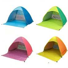 UPF 50+ Portable Beach Tent With 6 Pegs, Lightweight And Durable, Effective Sun Shade, Perfect Gift For Christmas, Halloween, Thanksgiving. Oval-Shaped UV-Blocking Beach Canopy, Suitable For Family Beach And Outdoor Activities, Available In Various Vibrant Colors, Fashionable Design, Easy To Set Up, Essential Summer Sun Protection Accessory. - Multicolor - View 6