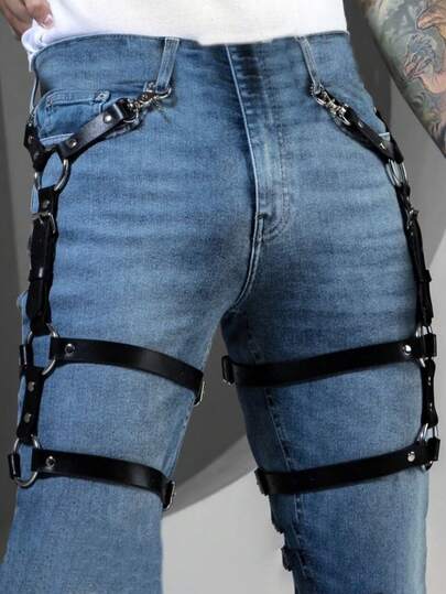 Leather Men's Thigh Garter Belt Fashion Thigh Garters For Man Suitable For Everyday Wear Men's Belt Halloween, Casual, Business, Street,   Boho, Western, Outdoor, Gift For Men, Husband, Boyfriend, Father, Dad, Christmas