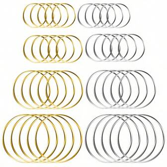 10/20/30/50pcs Multi-Sized Stainless Steel Round 15-35mm Hoop DIY Decorative Rings Handmade Party Gift