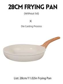 7pcs Cookware Set, Beige, Non-Stick Pots And Pans With Wooden Grain Handles, Cooking Set For Gas & Induction Cooktop, Including Frying Pan And Casserole, Oven Friendly, Stackable Set - Beige - View 16