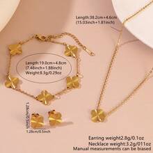 1 Set de Joyería de Acero Inoxidable con Diseño de Textura Floral en Estilo Minimalista, Adecuado para Uso Diario de Mujeres - Amarillo Oro - Ver 10