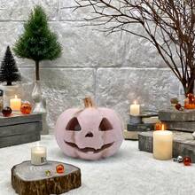 1pc Pink Pumpkin Decoration, Resin Simulated Aquarium Pumpkin Landscape Hideout, Pastoral Reptile Pumpkin Ornament Home Decor Halloween Decor Room Decor Halloween - Multicolor - View 9