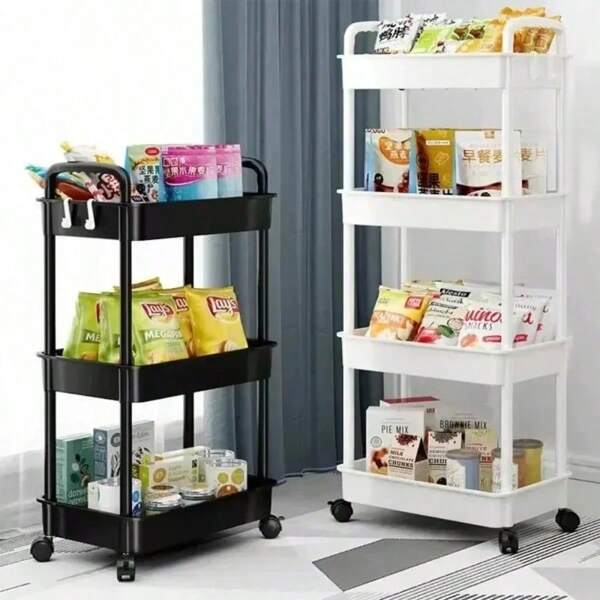 Bookshelf Storage Trolley Mobile Kitchen Organizer Cart With Wheels Save Space Household Shelves Bedroom Snacks Storage Rack Outdoor Decor