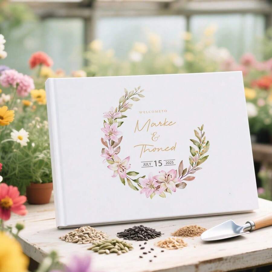 个性化婚礼宾客签名册，横版婚礼签名册（含字母姓名），精装婚礼宾客签名册，婚礼宾客签名册，定制婚礼宾客签名册，婚礼纪念册，婚礼剪贴簿，婚礼纪念册，36页婚礼小册子，单面定制婚礼小册子，封面定制婚礼小册子，个性化宾客登记册，定制婚礼宾客登记册，婚宴相册，订婚相册，周年纪念相册，婚礼礼物相册 - 白色 - 查看 1