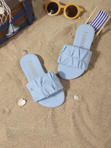 儿童时尚户外拖鞋夏季平底鞋系带凉鞋新款女童鞋超吸睛沙滩鞋 - 淺藍色 - 查看 4