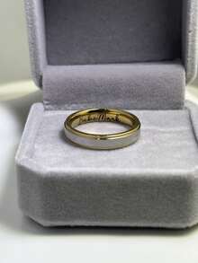 Custom Handwriting Letter NAME Stainless Steel Ring With Luxury Velvet Box For Couple Men And Women - Gold - View 3