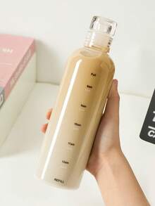 1 szt. Kubek ze skalą czasu, minimalistyczny, przezroczysty plastikowy kubek, unisex, odpowiedni do szkoły, samochodu, na zewnątrz, na siłownię, kemping