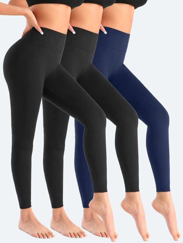 3 Packs- High Waisted Leggings For Women Ultra Soft Stretch Opaque Slim Yoga Leggings One Size & Plus Size