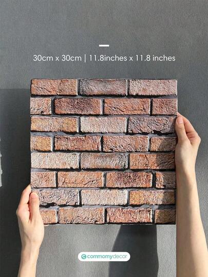 5 stuks/10 stuks/20 stuks/30 stuks zelfklevende bruine imitatiebakstenen muurpanelen, zelfklevende keukentegels, badkamermuurstickers, waterdicht, schimmelbestendig, boerderijmuurdecoratie, 30 cm x 30 cm