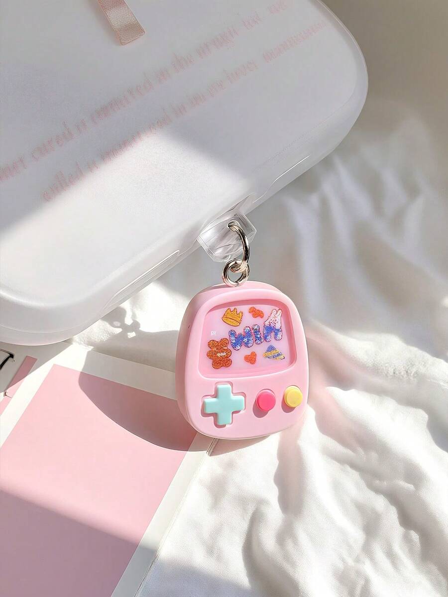 1pc Pink Cartoon Game Console Y2K Style Phone Dust Plug, Suitable For Lightning/Type-C Charging Port Pendant