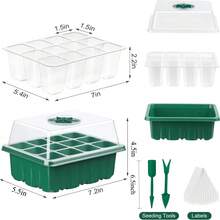 10 套透明育苗盆，带湿度罩，育苗盆，育苗起始盆，带排水孔的花盆，用于花卉植物，园艺用品，园艺，花园，植物花盆，房间装饰，家居装饰，DIY 园艺标志，透明塑料园艺花盆种植容器杯种植器小型启动种子起始托盘，适用于温室和花园 - 彩色 - 查看 6