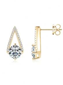 XUJIA 1 pereche cercei moissanite pentru femei cercei din argint 925 culoare D 6,5 mm și 1 mm rotund moissanite cercei stud pentru femei bijuterii aniversare cadouri pentru ea