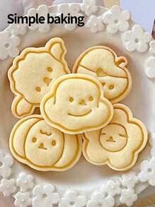 قطاعة بسكويت ميني ذات موضوع هالوين جميل، قوالب بسكويت للأطفال والوالدين، ديكورات حفلة العطلة، أختام بسكويت بنقوش اليقطين والتفاح والخفافيش، وقالب تشكيل البسكويت