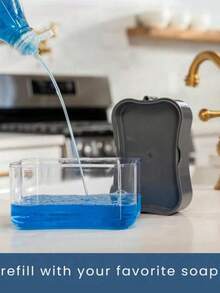 1 buc - Presă hidraulică pentru spălat vase, Perie de curățat oale, Cutie automată de distribuire a lichidelor pentru bucătărie, Cutie de umplere a lichidelor, Perie pentru burete de spălat vase, Cutie cu săpun lichid pentru oale (ambalaj aleatoriu) - Multicolor - Vizualizare 9