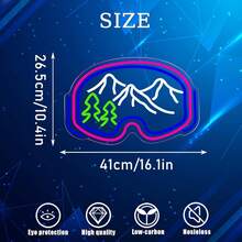 Ski Goggles Wall Decor Neon, Personalized LED Neon Sign With Adjustable Light Switch, Multifunctional Sports Adventure Sign Light For Skier Cave Bedroom Party, Birthday Gift, Plastic, Wall Mount, USB Powered Multicolor Glow - Multicolor - View 4