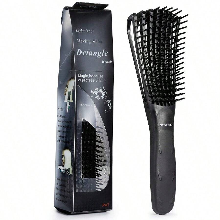 BESTOOL Detangling Brush For Black Natural Hair Curly Hair Afro 3 4 Texture Faster And Easier Detangle Wet Or Dry Without Pain Green - Black - View 1