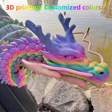 [3D Dragon Toy] Posable Flexible 3D Printed Dragon Toys 90cm/35.4in - 60cm/23.6in Fidget Dragon Figurine For Car Dashboard Bedroom Fish Tank - Multicolor - View 2