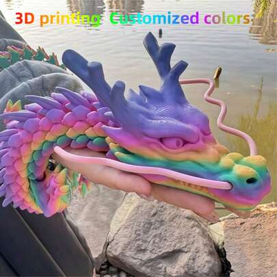 [3D Dragon Toy] Posable Flexible 3D Printed Dragon Toys 90cm/35.4in - 60cm/23.6in Fidget Dragon Figurine For Car Dashboard Bedroom Fish Tank