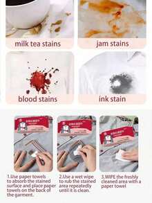 (8pcs/Pack) Clothing Cleaning Wet Wipes, Remove Stubborn Stains, Deeply Clean Clothes, Gentle & Delicate, Won't Damage Fabrics - Multicolor - View 6