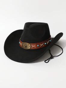 1 件女式牛仔帽，采用牛皮和绒面革制成，西部风格，时尚简约男女通用爵士帽，适合日常佩戴、派对、西部主题活动、角色扮演、音乐节 - 禮帽 - 查看 16