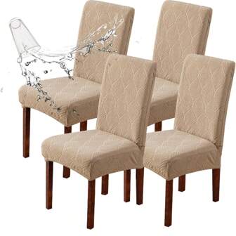 1/4/6 Pcs Leaf Design Waterproof (TPU) Jacquard Chair Covers - Elastic, Anti-Slip, Quick Install - Fits Dining, Living Room, Kitchen, Bedroom, Hotel Furniture