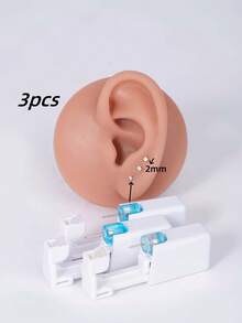 1件/3件/6件一次性無菌鼻/耳穿刺工具，內置2mm/0.079in迷你閃亮白色鑽石，適用於鼻釘和耳釘，可觀看影片教學，適合男女耳部美容工具與配件 - 彩色 - 查看 14