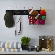 27 Inch Wall Mount Coat Rack With 5 Metal Hooks Stylish Storage Coats Keys Umbrellas Easy To Hang Versatile MDF Wood - 彩色 - 查看 4