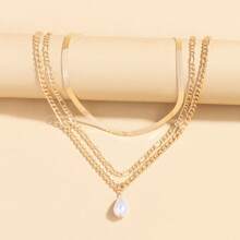 Gold Plated Pearl Necklace With Multiple Layers Of Personalized Snake Bone Collarbone Chain For Women
