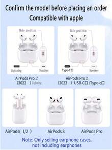 1pc Bluetooth Earphone Case, Pink Heart Design Transparent Striped Square Protective Cover, Suitable For AirPods Pro/Pro2/1/2/3/4 - Multicolor - View 8