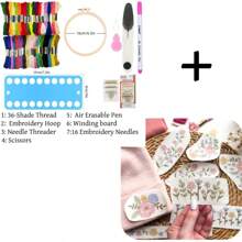 Colorful Printed Water-Soluble Fabric Flowers Pattern Embroidery Stabilizer Embroidery Set For Handmade Embroidery Clothes, Pants, Hats, Bags DIY Decoration Set