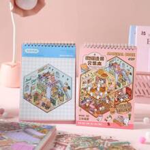 Miniature Landscape Sticker Collection, Three-Dimensional Hut Scene Stickers, Handmade DIY Collage Notebook, Small Sticker Decoration, Interesting And Cute Korean Cartoon Scene Stickers, Suitable For Adults And Teenagers To Relieve Stress And Kill Time,For School Supplies,Back To School