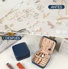 12Pcs Caja de Joyero Pequeño Organizador de Joyas, 10x10cm - Organizador de Joyas de Viaje, Portátil Alhajeros de PU para Anillos para Anillos, Pendientes, Collares y Reloj(Azul marino) - Azul marino - Ver 9