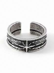 1pc Vintage Starry Night Men's Adjustable Open Ring, Silver Punk Gothic Style Handmade Neutral Jewelry Gift