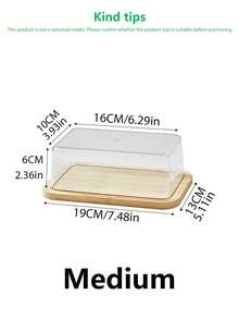 1pc/2pcs Bamboo Butter Dish, Butter Dish With Lid, Butter Box, Cake Box, Small Transparent Box For Storing Butter, Small Cakes, Fruits And Bread In The Kitchen, Exclusive Box For Cheese, Home Decoration, Kitchen Tool, Pre-Meal Preparation, Dining Room Accessory, Refrigerator Organizer. - Transparent - View 14