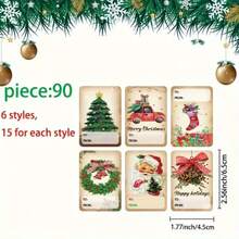 90pcs Self-Adhesive Paper Christmas Holiday Labels/Stickers For Gift Wrapping Home Decor Christmas Decorations Room Decor Winter