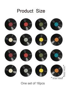 8pcs/16pcs Vintage Decorative Fake Record, CD Pattern, Suitable For Home Decor, Wall Art - Black - View 2
