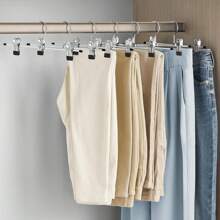 10pcs Metal Pants Hangers, Adjustable Multi-Function Strong Steel Wire Clothes Drying Rack