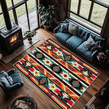 3x5 Rugs, 2x3 Rug, Southwestern Rustic Area Rug, Colorful Geometric Door, Washable & Non - Slip Small Carpet, Home Decor - Màu be cam xanh ngọc - Xem 2