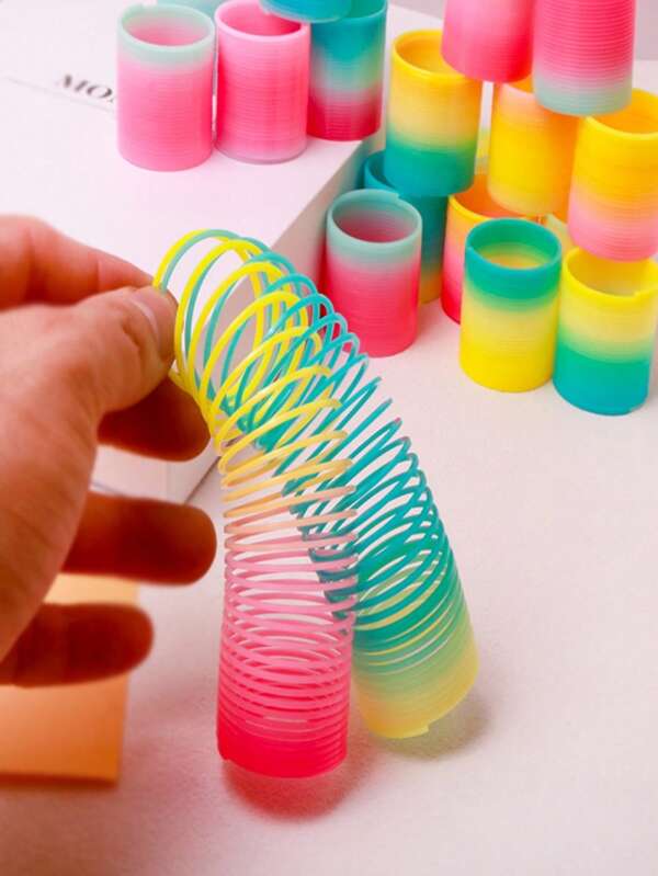 1pc/3pcs/6pcs/12pcs Plastic Rainbow Spring Mixed Pack, Colorful Rainbow Spring Roll For Party Gifts, Halloween, Thanksgiving, Christmas, New Year, Birthday Gifts And Sock Fillers, Spring Party Gifts, Birthday Party Gift Bags, Classroom Prizes, Unpacking Toys, Small Loose Toy Gifts, Easter Gift Gifts, A Dozen Colorful Star And Round Mini Gifts (Color And Shape Random)