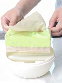 多功能创意纸巾架盒，适用于客厅、浴室、卧室、餐厅，圆形纸巾架 - 白色 - 查看 7