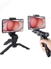 仅 360° 旋转手机支架 - 360° 旋转智能手机三脚架和自拍杆，智能跟随面部跟踪手机支架，通用兼容 /Android 进行直播/Vlog/摄影 - 黑色 - 查看 2