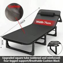 1 Pc Foldable Steel Frame Recliner Chair, Portable Folding Chaise Lounge, Siesta Rest Chair, Multi-Functional Folding Bed, Suitable For Office, Home, Outdoor Patio