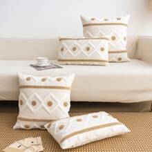 1pc Geometric Pattern Tufted Cushion Cover Without Filler, Modern Throw Pillow Case, For Sofa, Living Room