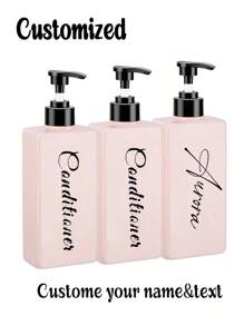 Custome Dispenser Bottles, 400ml Refillable Shampoo And Conditioner Dispenser Bottles, Custome Refillable Shampoo, Conditioner And Body Wash Bottles, Home Bathroom Decor Summer, For Shampoo Conditioner Body Wash Empty Plastic Refillable Containers For Shower