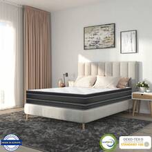 Materassi 140x200 cm di Spessore 30 cm,Materassi a Molle Imbottiti, Spugna di Memoria + Lattice, Supporto Perfetto, 7 Zone, Regolazione Della Temperatura, Permeabilità Dell'Aria, Protezione Contro le Allergie - Grigio e bianco - Visualizzare 3